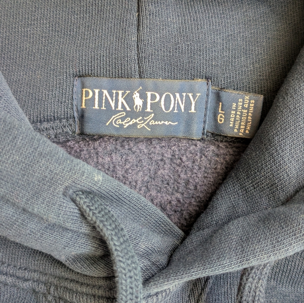 Pink Pony by Ralph Lauren Dark Blue Hoodie with Pink Logo - Picture 3 of 3